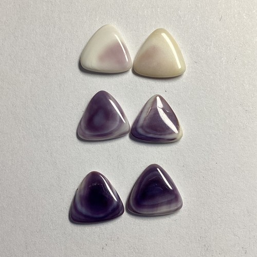 Lot of 6 Purple Wampum Trillion Soft Triangle Cabochon Pair 12.5 Carat 10mm #207