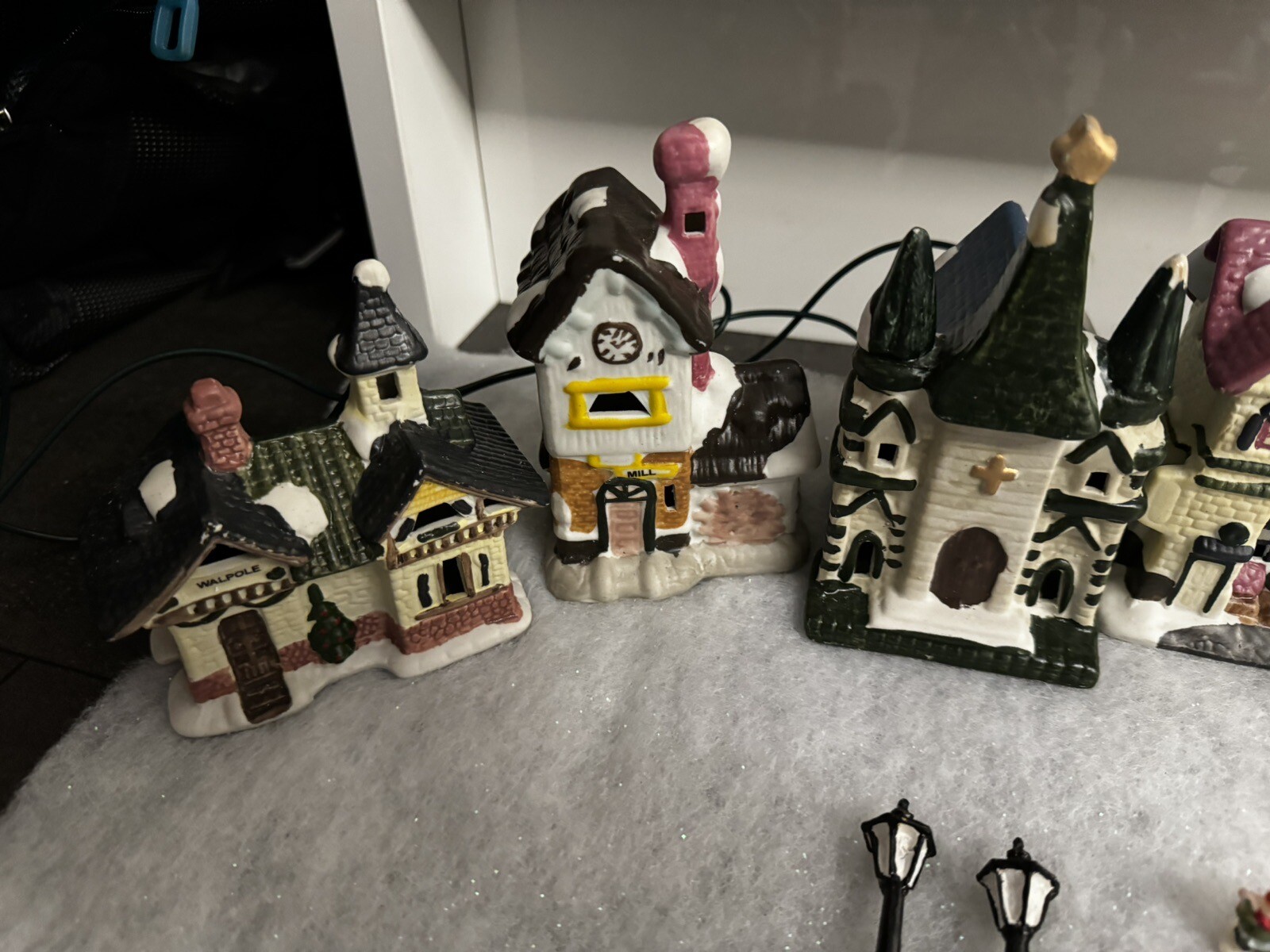 Christmas Winter Village Scene Lights And Snow Mat Included eBay
