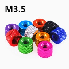 Knurled Thumb Nuts M3.5 Through Hole Aluminum Alloy Hand Grip Knobs Round Nuts