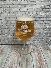 STUNNING RETRO MENABREA ITALIAN BEER PINT GLASS  ETCHED STEMMED-VERY COLLECTABLE