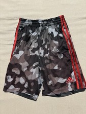 ADIDAS Black/Red Youth Athletic Shorts, Size M 10/12 