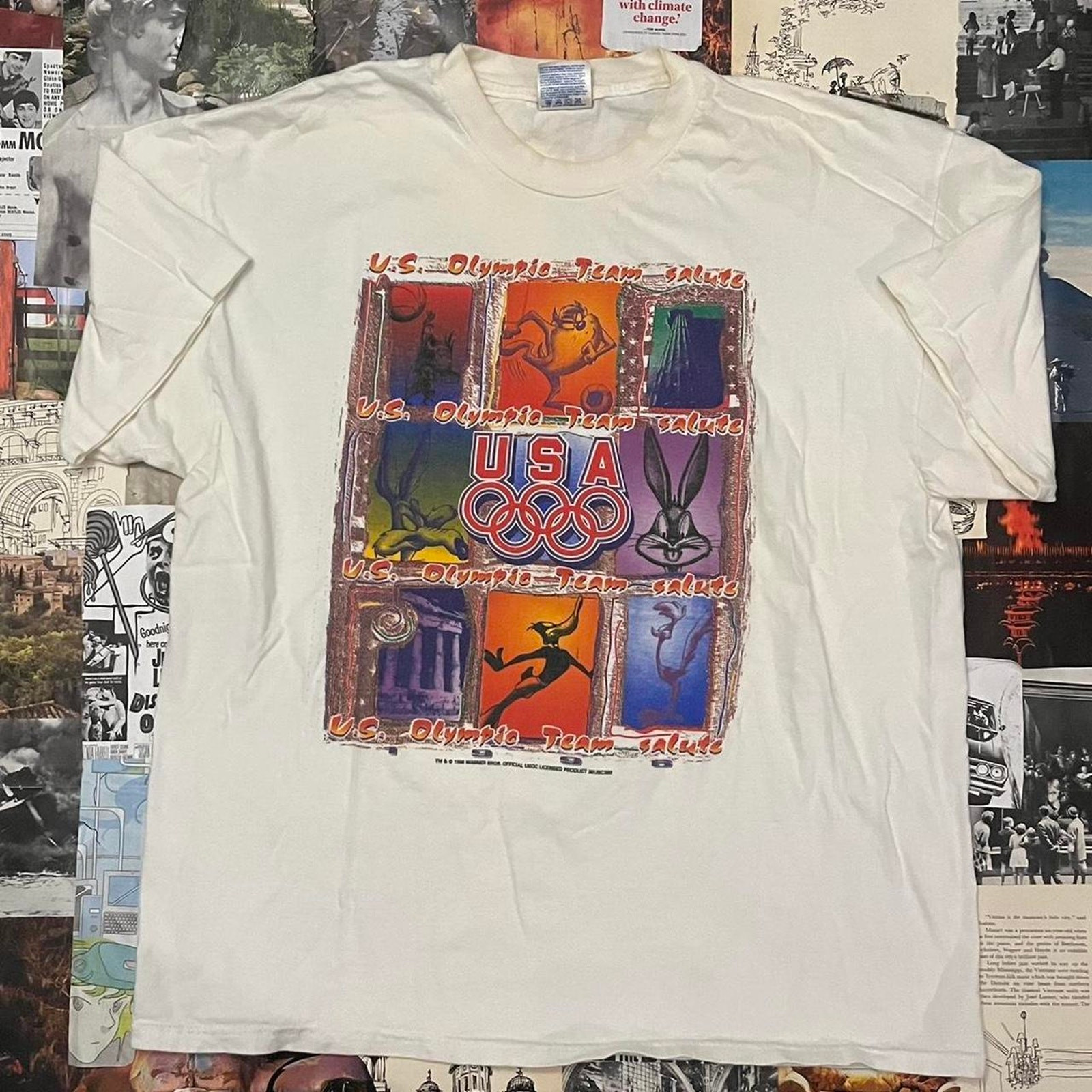 1996 Olympics Looney Tunes White Vintage Tee