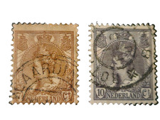 Rare Dutch 1899 Queen Wilhelmina with fur collar definitive issue 7,5 & 10 cent