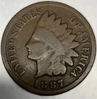 1887 Indian Head Cent Penny - Good Condition One Cent 1c US Coin - 4441