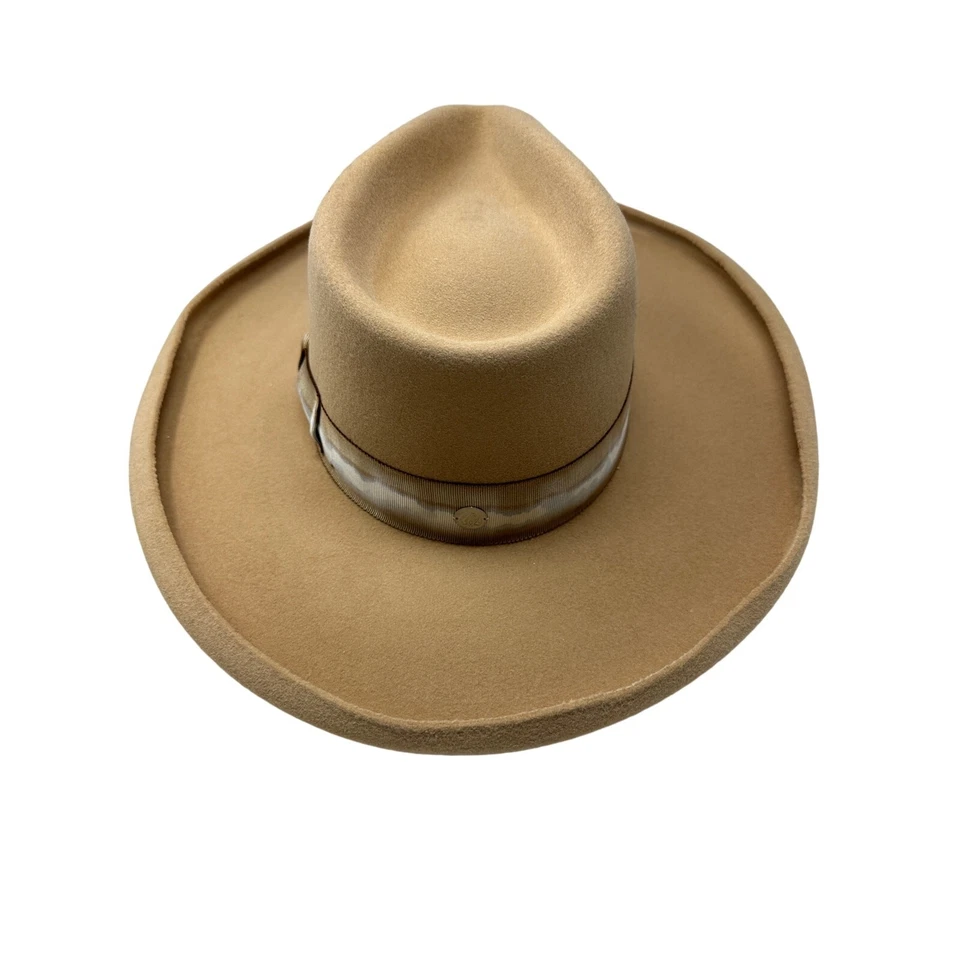 Freya Oat Felt Hat Womens Sz Medium 100% Wool Upturned Brim Hand Dyed Ribbon - Image 4 of 4