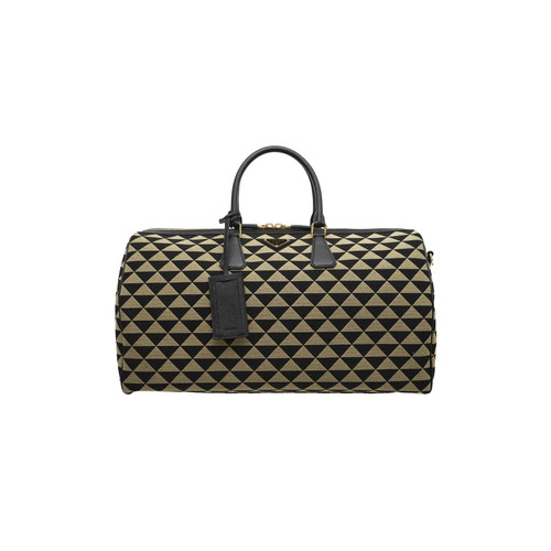 Prada symbol embroidered fabric travel bag