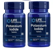 2X Life Extension Potassium + Iodide 130 MG 14 Tablets ****2 BOTTLES******