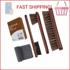 4-Piece 100 Horse Hair Shoe Brush Kit Premium Dauber Applicators Leather Care C