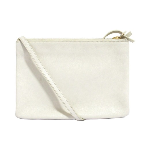 CELINE Trio Leather Shoulder Bag U-LA-0165 Off-White Women USED