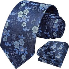 Extra Long Ties for Men Classic Floral Tie and XL, 63 inches length B1-blue