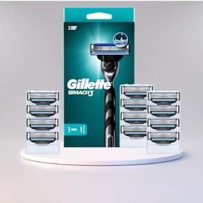 Gillette Mach3 Set - 1 Handstück + 1 Originale + 12 kompatible Rasierklingen