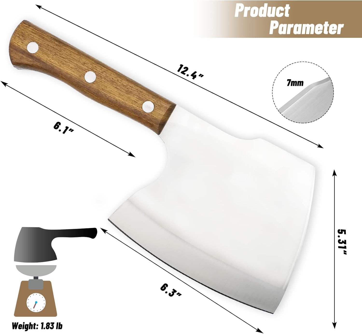 Meat Cleaver Butcher Knife Heavy Duty Bone Chopper Axe for Kitchen 6 '' Bones 🔥