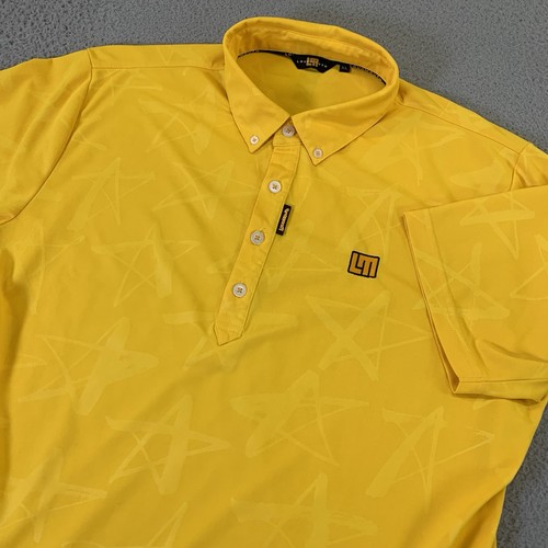 Polo golf Loudmouth uomo XL gialla performance abbottonata non rumorosa solo forte