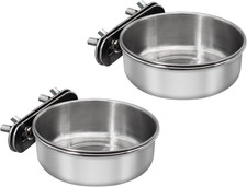 2 Pcs Small Bird Feeding Dish Cups,Parrot Food Bowl Cage with Clamp Holder Stain