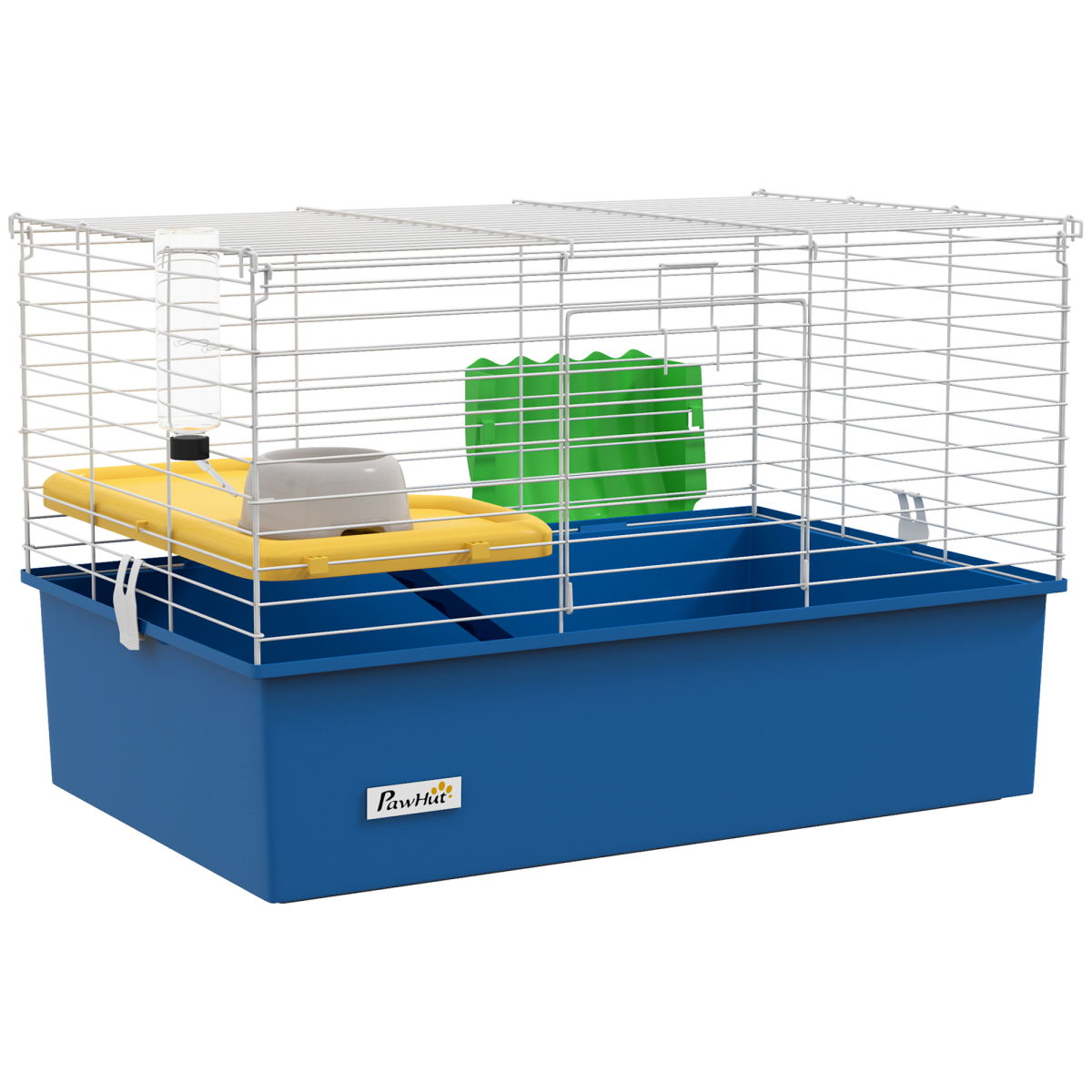 PawHut Small Animal Cage Rabbit Guinea Pig Hutch Pet Playhouse - Blue
