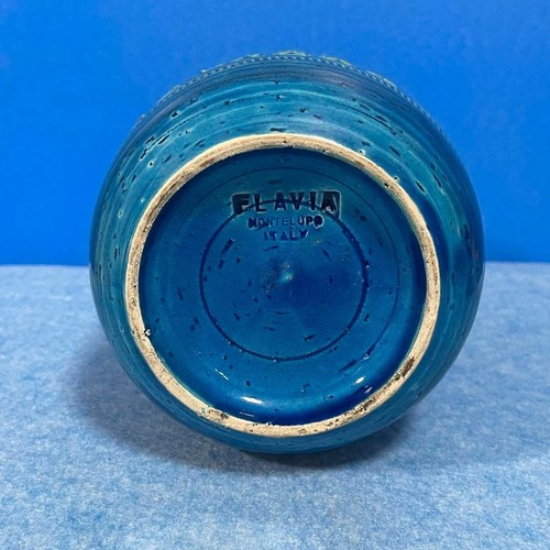 Florero FLAVIA Rimini Azul 18 cm 7,1 pulgadas Italiano Vintage Cerámica Estilo Bitossi - Imagen 3 de 8