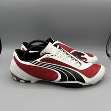 Botines de fútbol Puma V1.08 de cuero rojo estadounidense bota de fútbol activa con cordones talla 11