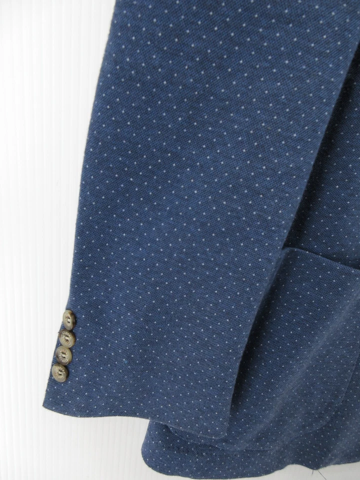 Abrigo deportivo Robert Talbott para hombre Blazer azul medio chaqueta sin estructura lunares Foto 3 de 4