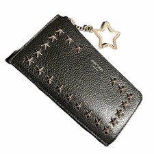 JimmyChoo Fragment Leather Card Case Black W145xH75mm Used Japan