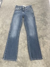 Ariat REAL Denim kids size 14 Jeans Blue Embroidered Distressed Stretch