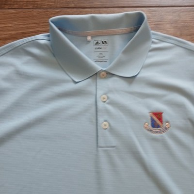 Adidas Polo Mens 2XL XXL Blue Golf Longue Vue Club Performance Stretch Casual