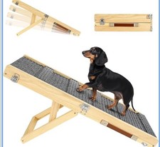 New 4 Levels Wooden Adjustable Pet Ramp for All Dogs and Cats - Non Slip