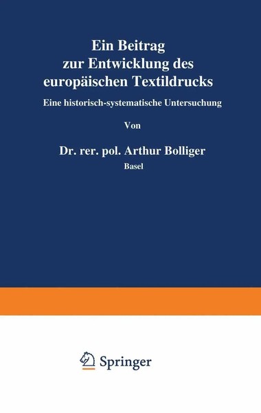 Arthur Bolliger | Ein Beitrag Zur Entwicklung Des EuropäIschen Textildrucks-image