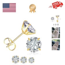 6 Pairs Stud Earrings for Women, 14K Gold Plated Hypoallergenic 316L Surgical...