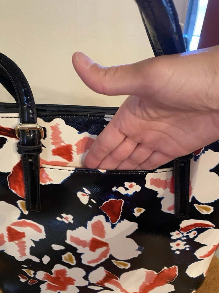 BOLSO DE MANO LOFT ANN TAYLOR Negro Rojo Floral BOLSO Elegante Foto 4 de 4