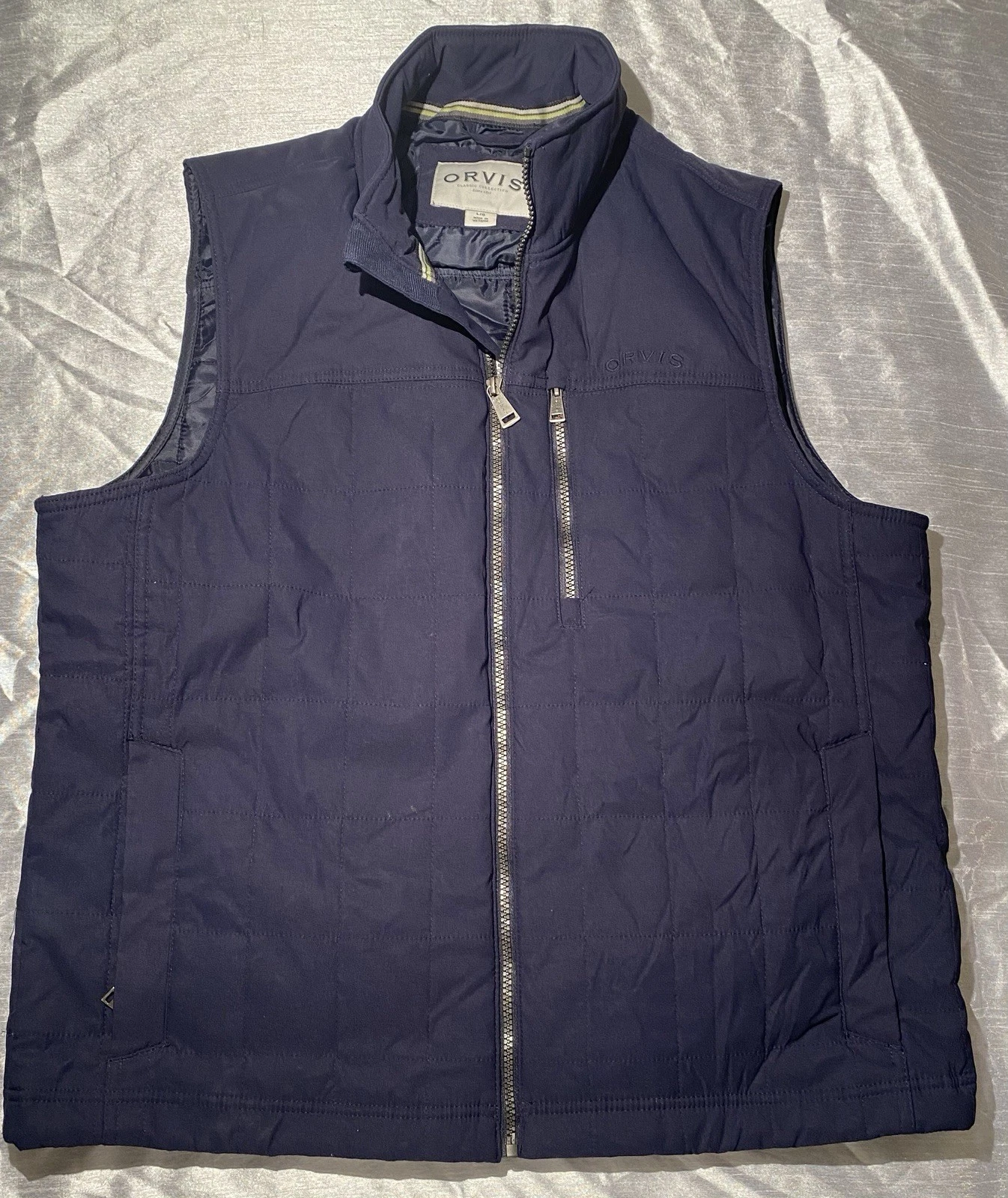 Orvis Quilted Vest Mens Large Outdoors Trails Pockets Insulated Blue Gorpcore