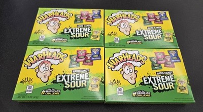 4 box of Warheads - Extreme SOUR hard candy 5 flavors. Theater Box Exp 01/29
