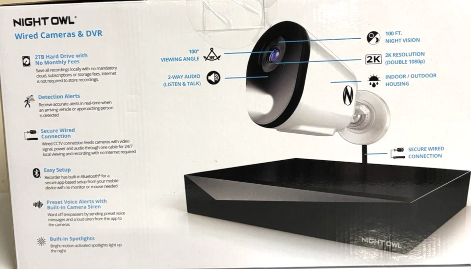 Night Owl 2K HD Wired Security System, 8 Cameras with 2 Way Audio, 2TB Harddrive - Image 2 of 4