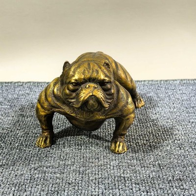 Large Solid Brass Lucky Dog Statue Wealth Living Room Decor