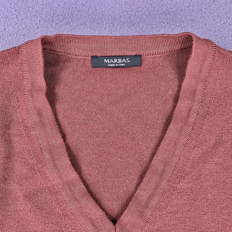 Marbas Sweater Vest Mens Medium Brown Wool Made Italy Merino Extra fine Pullover - Image 3 of 4