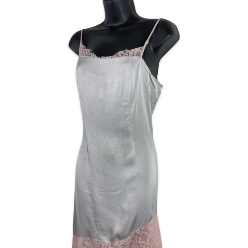 Anthropologie Lace Trim Asymmetrical Slip Midi Dress-UK 12 - Picture 6 of 11