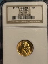 10 Mark 1872 A Wilhelm I Preu&szlig;en Kaiserreich Goldm&uuml;nze NGC MS66 Stempelglanz +