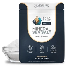 Baja Gold Mineral Sea Salt Fine Grind 1lb Natural Authentic Salt for Cooking Bak