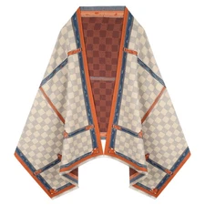 2025 New Plaid Color - Block Double - sided Shawl, Stylish and Elegant Scarf