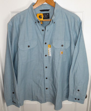  NWT Carhartt Loose Fit Midweight Chambray Denim Long Sleeve Shirt Mens XL