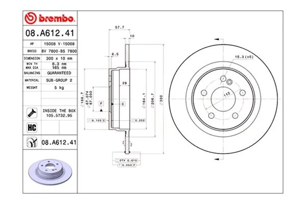 For Mercedes-Benz C250 10-15 UV Coated Series Plain Solid Rear Brake Rotor - Изображение 2 из 4