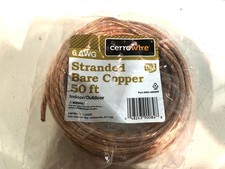 Cerrowire 50ft 6 AWG Stranded Bare Copper Wire Indoor/Outdoor New