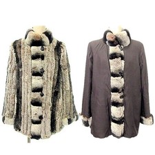 Reversible Brown Rabbit Fur Coat Women's Fur Outerwear Excellent Condition
