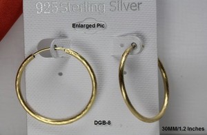 Authentic 30MM GOLD PLATED STERLING SILVER 925 BRAND BEAUTIFUL FACETED HOOP EARRINGS ~