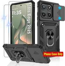 Case for Motorola Moto Edge 2025 , Slide Camera Cover, Screen Protector, Black