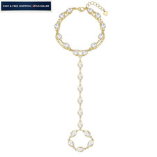 Dainty Gold Hand Chain Bracelets for Women One Size, Transparent