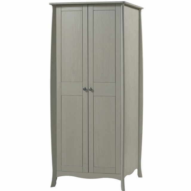 Provence Grey French Style Solid Pine Large Freestanding Bedroom 2 Door Wardrobe