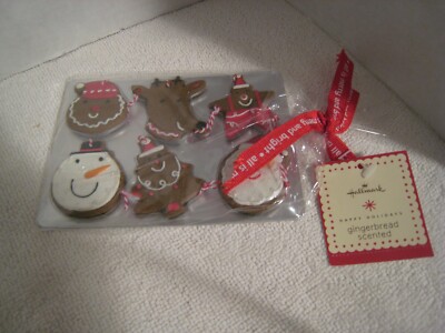 HALLMARK SHEET OF 6 MINI GINGERBREAD COOKIE ORNAMENTS  ~ NWT (B4)