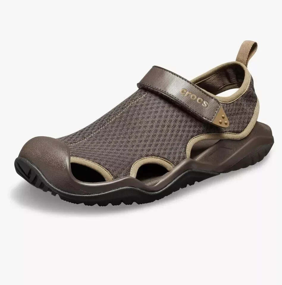 Crocs Mens Swiftwater Mesh Deck Outdoor Athletic Lightweight Sandal-  Espresso-UK