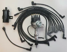 FORD 351W WINDSOR SMALL CAP HEI DISTRIBUTOR +COIL + BLACK 8.5mm SPARK PLUG WIRES