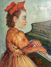 70s impressionist oil painting girl portrait